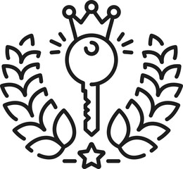 Aufkleber - Keyword key with crown and laurel wreath, seo