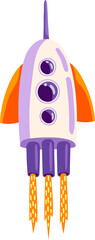 Poster - Alien spaceship, cartoon rocketchip launch takeoff