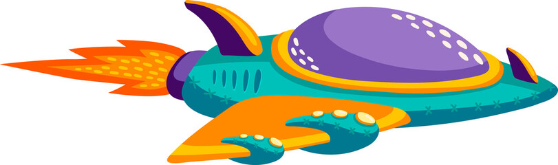 Poster - Launch of cartoon rocket isolate kids toy on start