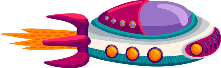 Poster - Cartoon rocket spacecraft isolated cute rocketship