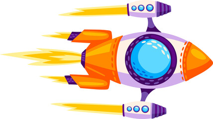 Poster - Rocketship cartoon kids space element, spacecraft