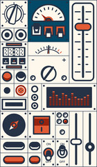 Poster - Retro dashboard gage screen, switch, knob button