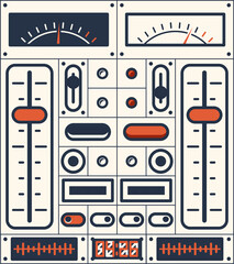 Poster - Retro dashboard slider knobs, buttons and switches