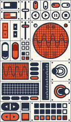 Poster - Retro dashboard display, switch, slider knobs