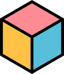 Poster - Memphis geometric shape, colorful cube form