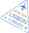 Arrival visa stamp to Lisbon airport isolated sign