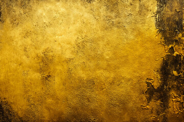Wall Mural - gold yellow colored peeling paint concrete cement stucco abstract texture, industrial chic, generative ai