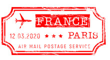 Air Mail, Paris Post Office Sign Isolated Postage