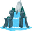 Natural park cartoon water cascade or waterfall