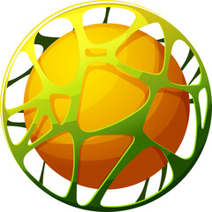 Poster - Cartoon yellow cage planet star, fantastic space