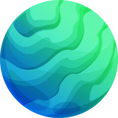 Poster - Mysterious green space planet, vector glow sphere