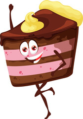 Sticker - Cartoon chocolate pie character with lemon cream