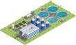 Isometric treatment plant of sewage and wastewater