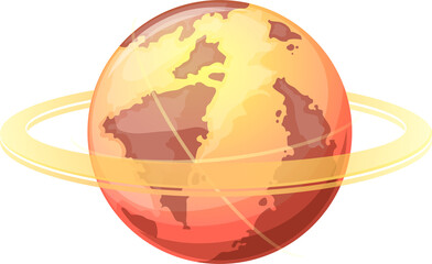 Poster - Galaxy planet with many rings, vector space globe