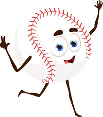 Wall Mural - Cartoon cute school baseball ball character smile