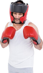 Sticker - Boxer wearing head protector and gloves