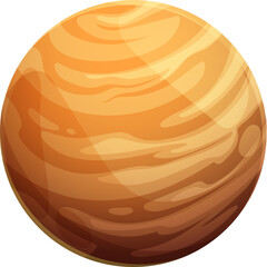 Poster - Cartoon brown space planet, vector shining sphere