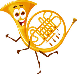 Sticker - Cartoon french horn character, musical instrument