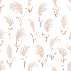 Poster - Pampass grass seamless pattern repeated background