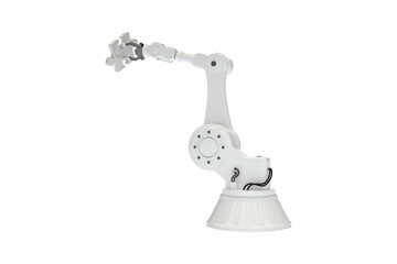 Poster - Digitally generated image of robotic arm holding jigsaw piece