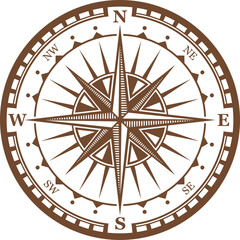 Sticker - Vintage compass wind rose medieval navigation sign