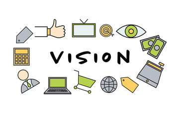 Poster - Vision text amidst various icons