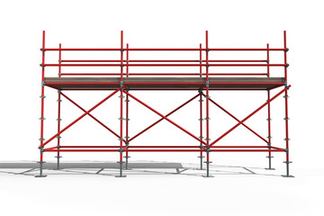 Poster - 3d image of red metal structure with plank