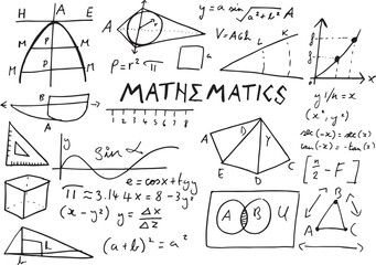 Poster - Mathematics text with geometric shapes