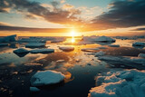 Fototapeta Niebo - Ice floes and icebergs in the cold Arctic in global warming, generative AI