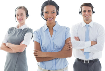 Sticker - Portrait of call center executives standing with arms crossed