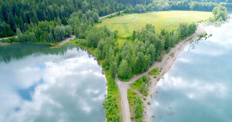 Canvas Print - High angle view of trees amidst lake