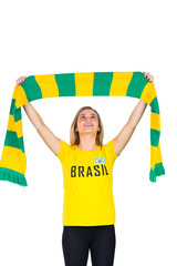 Sticker - Excited football fan in brasil tshirt