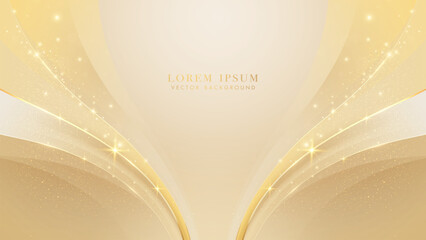 Wall Mural - Luxury background with golden curve line decoration and glitter light effect. Elegant style background design concept