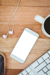 Poster - White smartphone with cup of coffee
