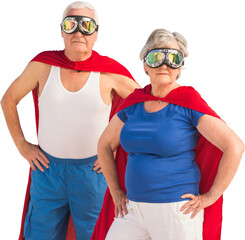 Wall Mural - Senior couple wearing superman costume