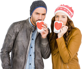 Wall Mural - Portrait of young couple having coffee