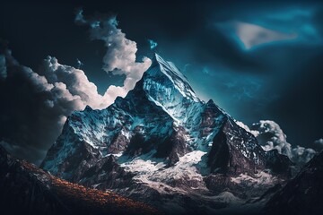 Wall Mural - Picture-perfect alpine scene with a hazy blue sky. Generative AI