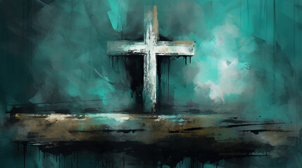 an abstract painting of a cross, generated AI technology