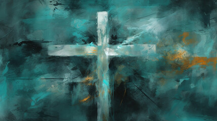 an abstract painting of a cross, generated AI technology