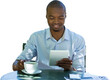Businessman at table using digital tablet