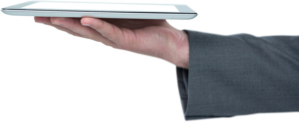 Canvas Print - Cropped hand of man holding digital tablet