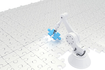 Poster - Robot setting up puzzle