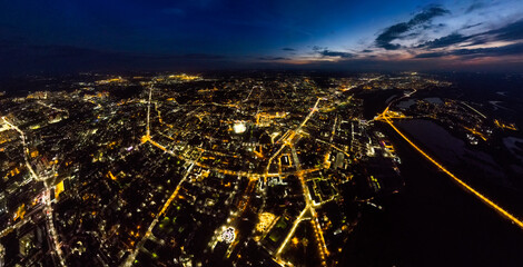 Poster - Ryazan, Russia. Night city lights. Aerial view