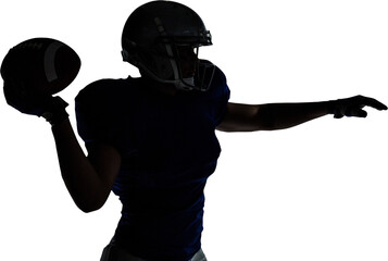 Wall Mural - Silhouette American football player throwing ball