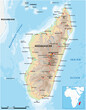 Detailed vector road map of the island nation of Madagascar