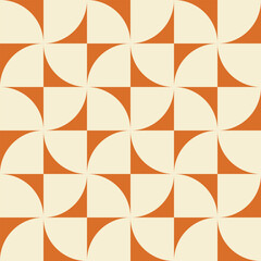 Poster - Retro geometric aesthetic seamless pattern. Modern floral vector background with abstract simple shapes. Orange and beige colors