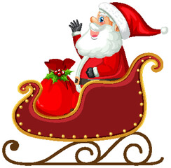 Poster - Santa Claus with present on sleigh