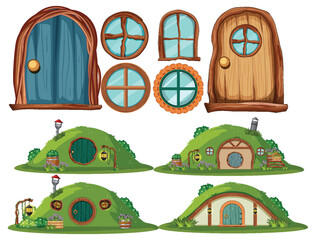 Canvas Print - set of hobbit house with seperate door and window