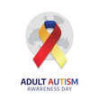 adult autism awareness day. autism awareness day. adult autism vector greeting illustration for event. flat illustratiion ribbon. 