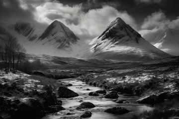 Wall Mural - The majestic mountains of the Three Sisters stand tall, imposing and awe-inspiring, generative ai